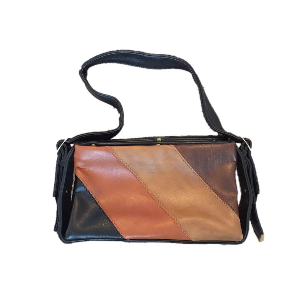 Vintage 80s handbag, shoulder, purse, black/Browns